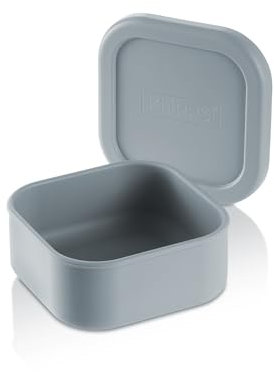 KLIPPSI® Lunchbox Brotdose Vorratsdosen aus Platin Silikon reißfest, hitze-kältebeständig, auslaufsicher, spülmaschinengeeignet (hellblau, Small)