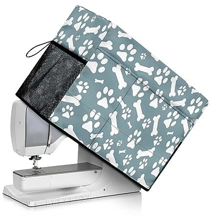 Psesaysky Dog Paws Nähmaschinen-Abdeckung, Staubschutz mit Taschen, schützende, leichte Abdeckung, um Ordnung zu halten, für die meisten Singer- und Brother-Nähmaschinen