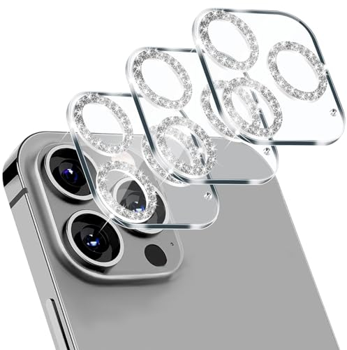 IOPYKKOA 3 Stück Kamera-Schutzglas, kompatibel mit iPhone 14 Pro, kompatibel mit iPhone 14 Pro Max 3D stereoskopische Linsenfolie, 9H Härte, HD, voller Kameraschutz(weißer Diamant)