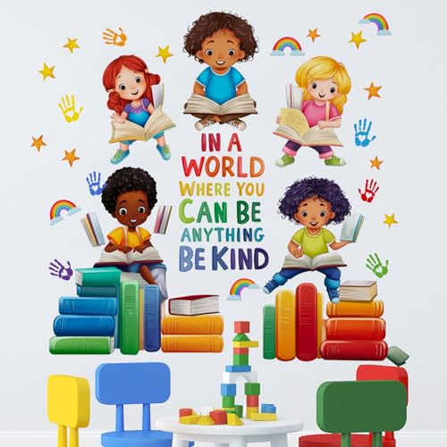 Runtoo Wandtattoo Kindergarten Spruch Wandsticker Bücher Kinder Wandaufkleber Kita Kinderzimmer Babyzimmer Klassenzimmer Wanddeko