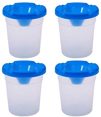 TopHomer 4Pcs Non Spill Paint Pots, Spill Proof Paint Cups with Lids for School Supplies Art Class (Blue)