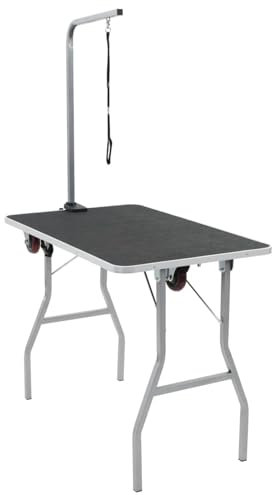 BAZZI Tragbarer Trimmtisch für Hunde, Schertisch, Frisiertisch, Hundefriseur Tisch, Hunde Frisiertisch für Haustiere, Hundesalon mit Rollen