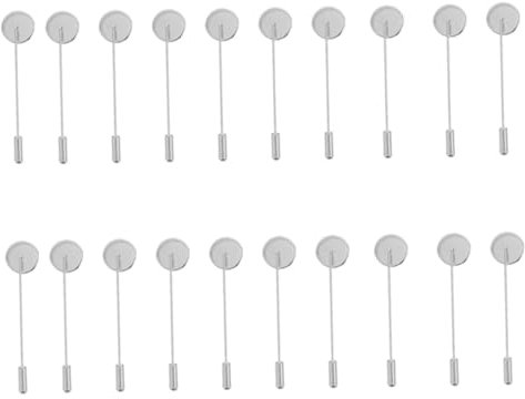 NUOBESTY 20 STK Lange Nadel Wäscheklammer rundes Tablett Hüte Schmucktablett Sicherheits-Brustklammerbasis Zubehör für die Herstellung von Etikettenstiften Metall Knopf Broschenhalter Base