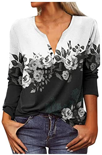 HSUAYEUD Damen Tunika Große Größen Langarmshirt Mit Hundesprüchen Karierte Blusen Damen Oberteil Mit Tüll Longbluse Hellblau Sexy Bluse Damen Yoga Longshirt Damen Spinnennetz Oberteil Umstandsjacke