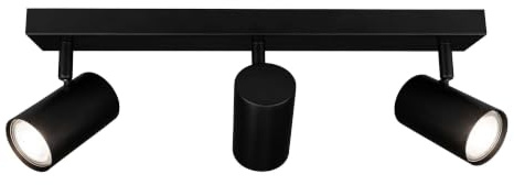 Ledvion LED Deckenstrahler Schwarz 3-Licht Rechteck GU10 3W Neutralweiss | Mit Leuchtmittel geliefert fuer Flur Wohnzimmer Kueche Schlafzimmer und trockene Innenraeume