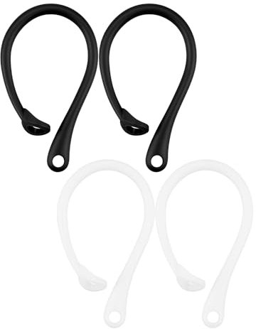Rumyve 4 PCS Ear Hooks,Anti-lost Wireless Earphones Ear Loops,Universal Bluetooth Headphones Hooks for Sport Activities Exercise(Black+White)