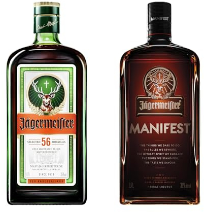 Jägermeister 70cl & MANIFEST 70cl - 1 Liquore a base di 56 Botaniche 35% Vol. e 1 Liquore Premium a base di erbe 38% Vol