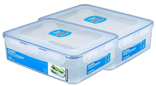LocknLock Dosen 2er Set HPL834 Vorratsdosen mit Ablaufgitter 3,9 Liter - Maße (LxBxH): 295 x 230 x 84 mm - Geeignete Dosen zum Einfrieren und Mikrowelle - Lock and Lock Dosen Food Box Meal-Prep-Box
