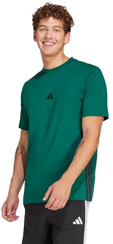 adidas Men's Essential Three Stripes Single Jersey TEE, Collegiate Green/Black, L