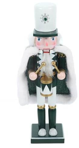 Cabilock Schiaccianoci Natalizio in Legno Statuetta Di Soldato Con Tamburo e Copricapo Decorazione Da Tavolo Per Feste Di Natale