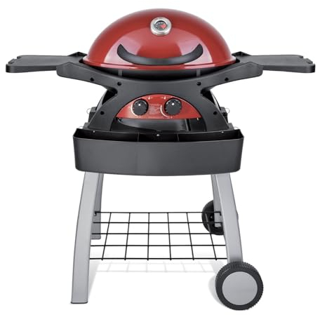 Barbecue a Gas GPL 2 Fuochi 5,2kW 2 Ripiani con Carrello Twin Grill Rosso