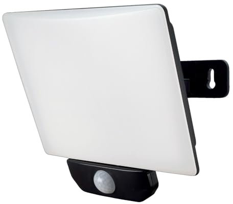 Projecteur LED Noir 50W, 4200 lumens, IP44, 4000K, détecteur de mouvement, éclairage écran 100%, fixation orientable, garantie 5 ans - Tibelec
