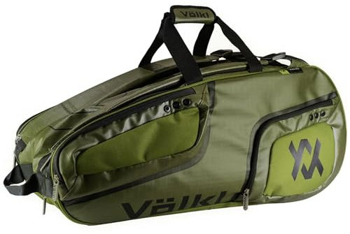 Volkl Tennis-Kombi-Tasche (Armeegrün/Schwarz) | für 6–9 Schläger | Schuhtasche | Reißverschlusstasche für Wertsachen | 81,3 cm L x 33 cm H x 27,9 cm B