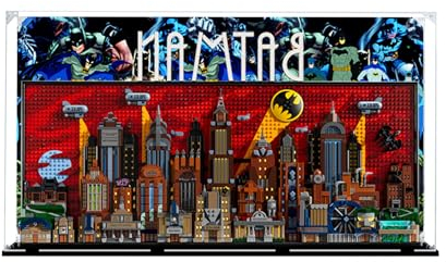 Vitrine für Lego DC Batman: die animierte Serie Gotham City, staubdichte Displaybox kompatibel mit Lego 7627, Geschenk (Hintergrund A(80*15*45))