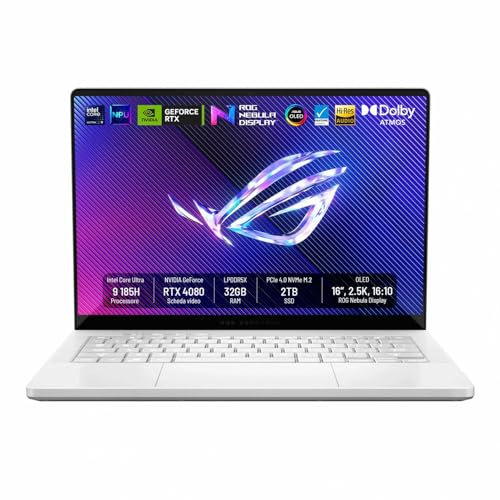 ASUS Notebook ROG Zephyrus G16 OLED GU605MZ,16 OLED 2.5K 16:10,Intel Core Ultra 9 185H, 32GB RAM,NVIDIA RTX 4080, 2TB PCIe4.0 NVMe M.2 SSD, Win11,Wi-fi 6E,BT