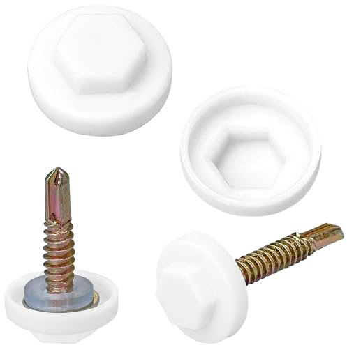 Lot de 200 capuchons de vis à tête hexagonale, capuchons en plastique étanches pour vis hexagonales, vis autoperceuses et vis de toiture en métal