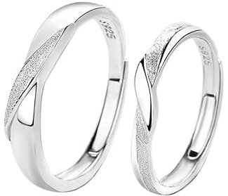 Paarringe Für Männer Und Frauen – Verzerrung, Ringe Mit Offenem Rücken, Versprechensringe Für Hochzeit, Verlobung, Jahrestag, Brautschmuck, Paarring-Set, Set Aus Zwei Ringen, Weiß, Verstellbar