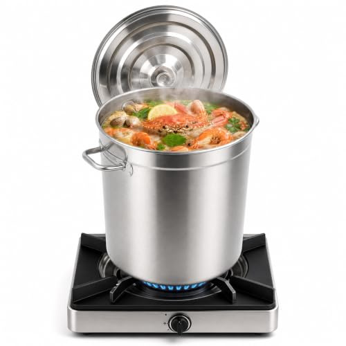 Pentola in acciaio inox da 50 l, utensile da cucina in acciaio inox, diametro 40 x 40 cm, pentola grande con coperchio, per fornelli a induzione, a gas, elettrici (50 l)