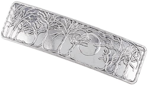 craspire Haarspangen Im Mond Stil Vintage Französische Haarspange Antik Silber Rechteckig Graviert Retro Mondphase Waldbaummuster Legierungsverschluss Haarspange Für Frauen Haar Accessoires Geschenk
