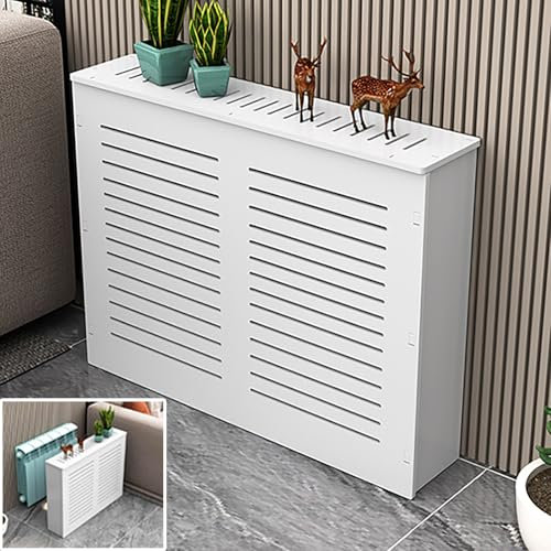 Cache-radiateur moderne blanc, cache-radiateurs pour radiateurs, cache-radiateur en bois MDF, étagère à persiennes, armoire décorative pour salon, chambre à coucher, couloir (L50 x H80 x T20
