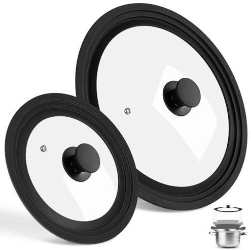 Pesutei Universaldeckel, Pfannendeckel 18-20-22cm & 26-28-30cm mit Abgestuften Silikonrandmit und Dampfloch, Hitzebeständi Topfdeckel Universal für Töpfe und Pfannen, Universaldeckel für Pfannen