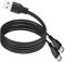 MISYNLON USB to USB C Splitter Charging Cable, 2 in 1 Dual Type C Cord, Short USB C Cable for Cell Phones Tablets and More-Black(not for data transfer) (1M/3.2Ft)