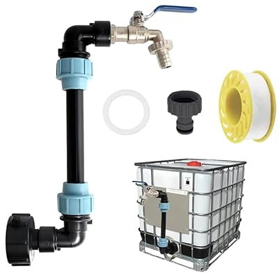 SI SEN IBC Auslaufhahn 3/4, IBC Tank Zubehör, IBC Adapter mit Schwanenhals S60x6 Wasserhahn, IBC Tank Verbinder, für 1000L Regenwassertank, Regenfass, IBC Container