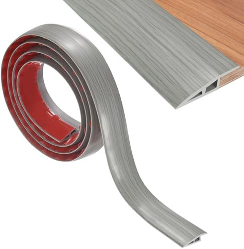 M METERXITY Floor Transition Strip, 6.56FT PVC Door Transition Strip Self Adhesive Suitable for Doorways/Tile/Carpet, Floors Cover Heights Within 2/5Inch(10mm) [Grey Wood Grain]