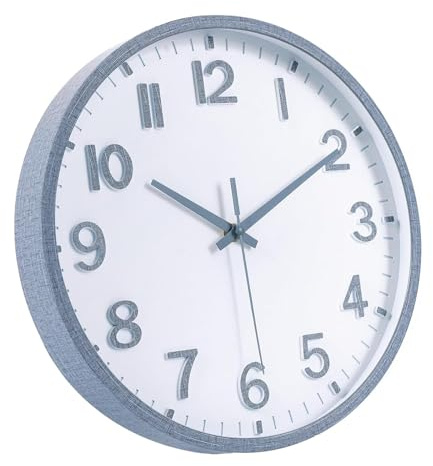 20 cm Lautlos Wanduhr Ohne Tickgeräusche, Moderne Batteriebetriebene Uhr | für Zuhause,Wohnzimmer, Schlafzimmer, Küche,Büro, Wanddekoration (Grau kariert,20CM)