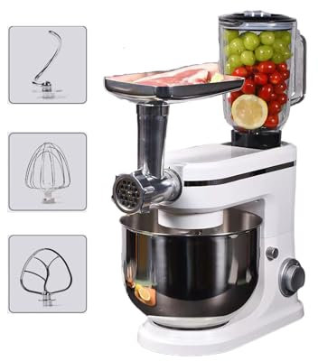 CDULOKLB Batidora de pie Multifuncional, licuadora, exprimidor y máquina de Cocina con 8 velocidades y tazón de Acero Inoxidable de 6L, para Pan, Salsas, Bebidas y puré de Papas