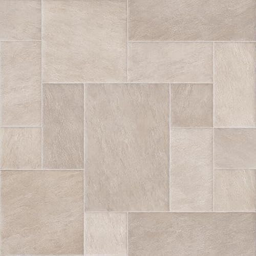 Beige Stone Effect Anti-Slip Vinyl Flooring For Kitchen, Bathroom, LivingRoom, 4.20mm Thick Vinyl Sheet, 7 Year Warranty, Suitable for underfloor heating-4 X 2 mt