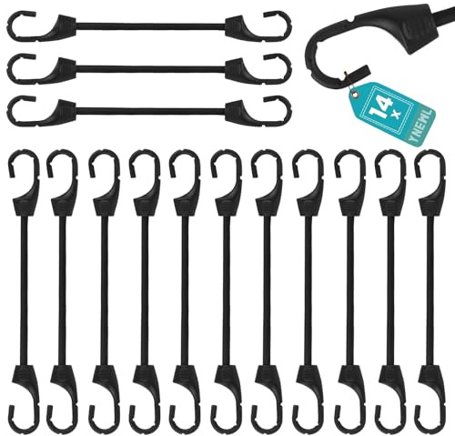 14 Stück Expander mit Haken 10cm Spanngurte, Multifunktional Spanner | Spanngummi mit Haken, Spanngurt, Spannhaken Bungee Cord Expander, Spanngummi für Planen Zelt Net Camping Seilspanner