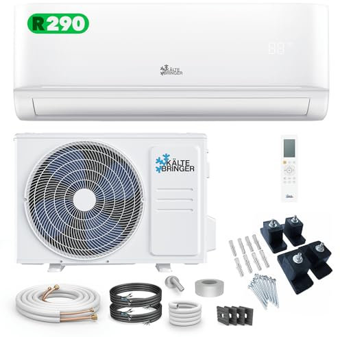 Kältebringer R290 Split Klimaanlage - 12000 BTU - 3,4 kW - Propan Klimagerät mit Heizfunktion, WiFi & App, bis 55qm, sehr leise - 5m Kupferleitung, Kältemittel R290, Montagematerial, Bodenkonsole