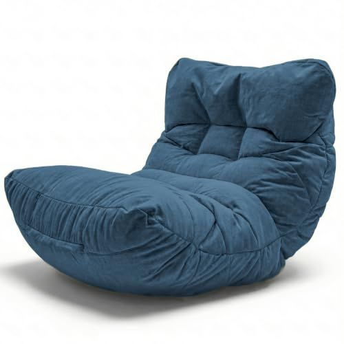 Aiire Relaxo Sitzsack XXL für Kuschelecke - Bean Bag Design mit Füllung - Riesen Sitzsäcke Erwachsene, Sitz Sack Flauschig - Bodenkissen Grob, Bodenstuhl, Bodensessel Blau