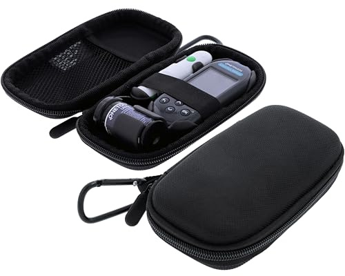 foto-kontor Funda protectora compatible con Onetouch Ultra Plus Reflect, negra, estuche para medidor de glucosa con compartimento para tiras de prueba y accesorios