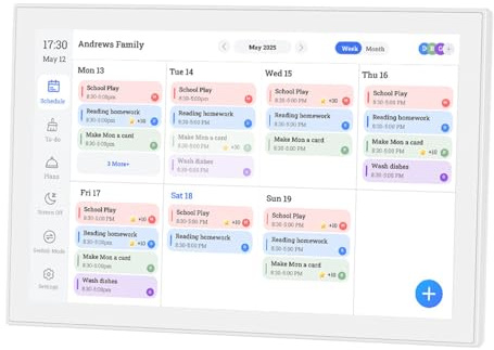 Zunate HD Interactive Touchscreen Smart Family Planner Digitaler Kalender 10,1 Zoll Aufgabendiagramm für Vielbeschäftigte Familien