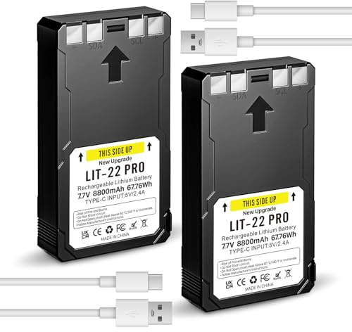 2er-Pack 8800mAh 2026 Upgrade LIT-22 Akku Wiederaufladbarer 7,7 V Lithium-Akku für SPYPOINT Wildkamera, kompatibel mit Flex-M,-S, FLEX-G36, Flex-Plus Mobilfunk-Wildkameras (inklusive Typ-C-Kabel)