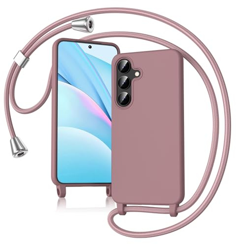 Keteen Handyband hülle für Samsung Galaxy A57 5G Handyhülle mit Band, Slim Silikon Galaxy A57 5G hülle mit Abnehmbar Kordel, Stossfest Cover zum Umhängen Necklace Handyhülle für Samsung A57 5G-Pink
