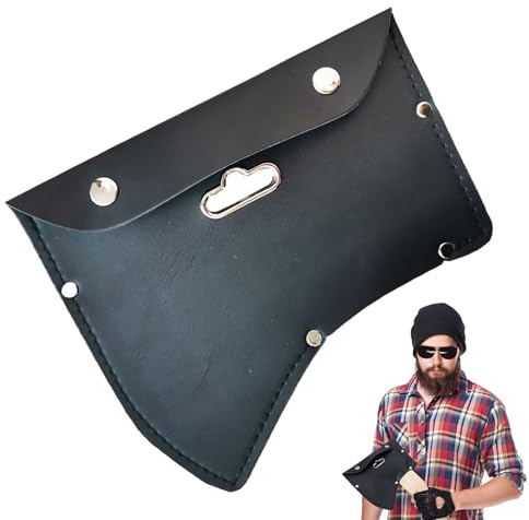 Axe Head Cover - Faux Leather Safety Holster Black Double Buckle Protector | Reusable Camping Accessories for 600G Heavy Axes, Outdoor Tools, Hiking, Bushcraft, Wood Cutting