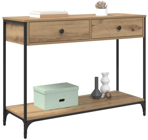 Tomostar Table Console, Console Meuble Table d'entrée de Couloir avec tiroir Chêne Artisanal 100x34,5x75 cm