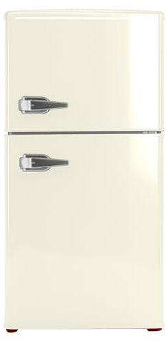 ASCOLI Retro Undercounter Fridge Freezer 48cm Wide 84L Total (59L/25L), 39db Low Noise, Retro Handle, LED Light, Manual Defrost, Adjustable Feet & Thermostat, 2 Year Guarantee (White)