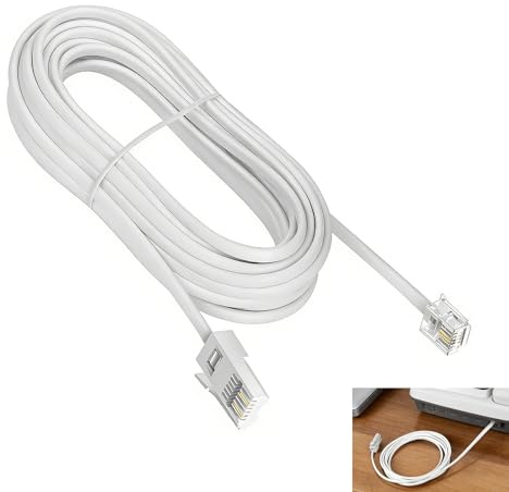 BT Telephone to RJ11 Cable, Telephone Cable, 3M Flat Landline Phone Extension Cord 6P2C Broadband ADSL Modem Cable for UK Phone Socket Router Fax Machine High Speed Signal Stable Connection Wire