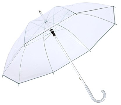 noTrash2003 Aluminium Stockschirm PANORAMIX Regenschirm - transparent/Silber mit silberfarbener Krücke