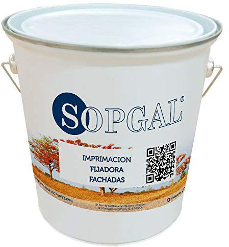 Sopgal Imprimación Fijadora Concentrada (4 Litros) - Primer al agua que prepara paredes y fachadas para aplicar la pintura