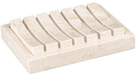 Creative Home Lot de 2 Plateaux de Bar, Porte-Savon, marbre, Beige, 10,2 x 13,2 x 3,1 cm