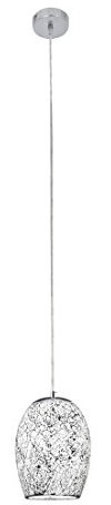 Searchlight White crackle adjustable ceiling pendant (8069WH, chrome)