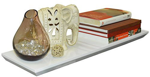WATSONS OLIVER - Bevelled 18inch / 46cm Floating Wall Shelf - White
