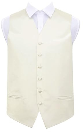 DQT Mens Plain Glossy Satin Classic Waistcoat - Wedding, Business & Formal Suit Vest