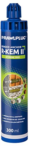 Rawlplug Fixing Kit with Polyester Resin, Threaded Rods for Concrete | Strong Chemical Anchor with 2 Mixer Nozzles for Standard Cartridge Gun | Styrene Free for Multiple Use, 300ml,R-KEM-II-300