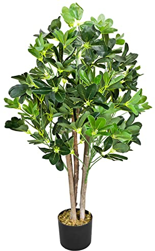 Decovego Schefflera Aralie Strahlenaralie Arboricola Kunstpflanze Kunstbaum Künstliche Pflanze 95 cm Innendekoration Kunst Pflanze wie echt im Topf